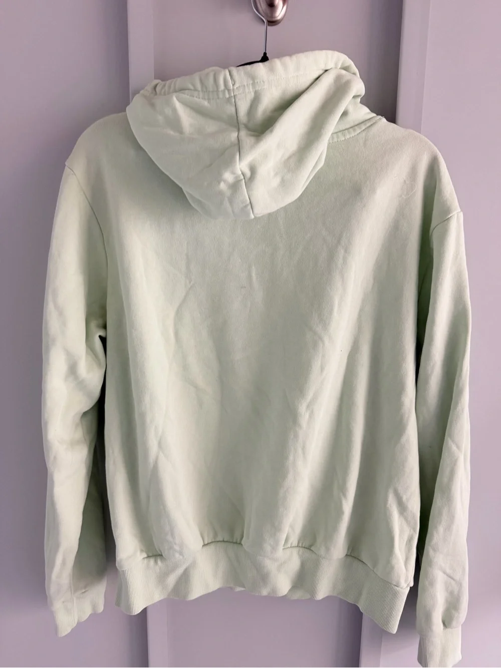 H&M Mint Sage Green Love Embroidered Fleece Hoodie M - Picture 5 of 8